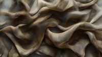 Luxurious beige silk fabric with soft waves and folds creating elegant drapery texture. Natural light emphasizes smooth curves and gentle shadows for fashion and interior design.