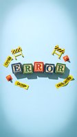 Error message concept with colorful wooden blocks spelling word, yellow caution tape, warning barriers and traffic cones on light blue background for web design, app development, software testing.