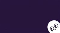 Cute cartoon character with large expressive eyes peeking from corner on deep purple background, suitable for children's content, games, and playful design projects.