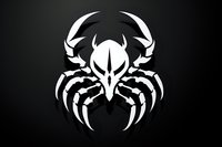 White stylized crab shape with skull-like features on black background, combining marine and gothic elements for creative design projects and branding.
