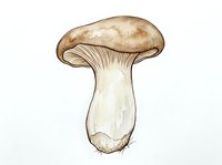 Isolated mushroom with brown cap and cream stem on white background, ready for design use on packaging, educational materials, cooking websites, and culinary publications.