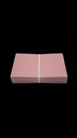 Stack of pink paper sheets tied with a ribbon, isolated on transparent background. Ready for stationery, office supply, print on demand, clipart, and T-shirt design use.