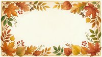 Autumn leaves and botanical elements frame a cream background, creating a seasonal border design suitable for invitations, greeting cards, and fall-themed marketing materials.
