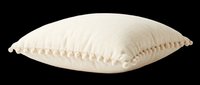 Cream decorative pillow with tassel trim isolated on transparent background. Ready for t-shirt design, clipart, print-on-demand products, stickers, and sublimation projects.