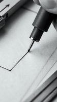 Close-up of stylus pen drawing on tablet screen in monochrome. Digital art tool creating precise lines for graphic design, illustration, and creative work projects.