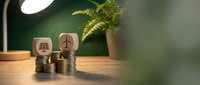 Wooden cubes with renewable energy and building icons stacked on coins, symbolizing sustainable investment and green business growth for financial planning.