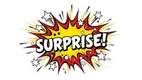 Comic book style surprise explosion burst with colorful red yellow speech bubble and stars on white background for pop art designs.
