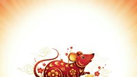 Red pig with golden ornaments and floral patterns on radiant sunburst background for Chinese New Year celebrations and zodiac designs.
