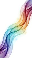 Abstract colorful wave flowing on white background with rainbow gradient from purple to blue, green, yellow, orange creating dynamic motion for modern design.