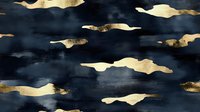 Gold leaf brushstrokes and metallic accents on dark navy background create elegant seamless pattern. Tiles continuously for wallpaper, fabric, and interior design projects.