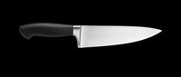 Chef knife with black handle isolated on transparent background, ready for kitchen, culinary, restaurant, sticker, t-shirt design, clipart, and print on demand use.