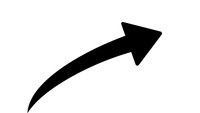 Black curved arrow pointing upward and right on white background isolated for graphic design projects and presentations.