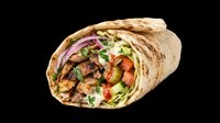 Delicious grilled chicken wrap filled with fresh vegetables, lettuce, and sauce on transparent background. Ready for restaurant menus, food blogs, culinary designs, and print materials.