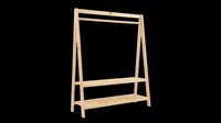 Wooden clothing rack with two shelves, isolated on transparent background, ready for interior design, e-commerce, furniture catalogs, and print-on-demand product mockups.