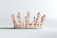 Elegant rose gold crown with sparkling diamonds and crystals on white background, luxury royal accessory for special occasions and celebrations.
