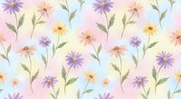Watercolor floral seamless pattern with delicate pastel flowers and green leaves on soft gradient background, perfect for fabric, wallpaper and wrapping paper.