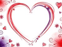 Romantic heart frame with decorative swirls and flowers on gradient background for Valentine's Day cards, wedding invitations and love-themed designs.