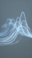 Abstract flowing wave lines with luminous peaks against neutral gray background, suitable for technology, data visualization, and modern design projects.