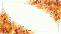 Autumn foliage corner frame with golden and orange leaves, watercolor style border on cream background. Seasonal design for fall invitations, greeting cards, and decorative layouts.