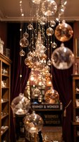 Elegant glass bubble chandelier with warm LED lights creating magical ambiance in luxury interior space for home decor and lighting design inspiration.