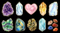Colorful gemstones and crystals isolated on transparent background, ready for t-shirt designs, clipart, stickers, sublimation, print-on-demand products and digital crafts.