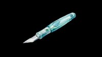 Transparent fountain pen with turquoise barrel and metal nib, isolated on transparent background. Ready for design use on t-shirts, clipart, stickers, print-on-demand products, and sublimation projects.