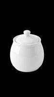 White ceramic sugar bowl with lid, isolated on transparent background. Ready for T-shirt design, clipart, print on demand, stickers, and sublimation projects.