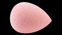 Pink teardrop makeup sponge isolated on transparent background, ready for beauty product design, t-shirt graphics, clipart, stickers, and print-on-demand applications.