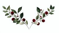 Elegant botanical composition with deep red berries and green leaves arranged symmetrically on white background, watercolor style artwork for seasonal decor and stationery.