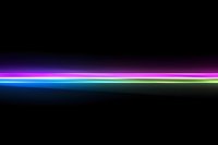 Vibrant glowing neon light stripes in blue, pink, and green colors on black background create modern minimalist design element for technology concepts.