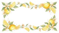 Watercolor lemon frame with yellow citrus fruits, green leaves, and delicate flowers on white background for culinary designs and summer projects.