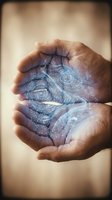 Cupped hands holding magical swirling galaxy with sparkling stars and cosmic energy for spiritual healing and mystical concepts.
