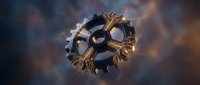 Interlocking metallic gears with gold and silver finishes rotating against a soft, blurred background, symbolizing teamwork, mechanical engineering, and industrial processes.