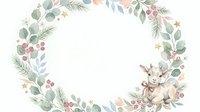 Watercolor floral wreath with deer fawn, eucalyptus leaves, berries, and gold stars on isolated white background. Perfect for nursery decor, greeting cards, and invitations.