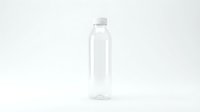 Clear plastic water bottle isolated on white background for product design and commercial use.