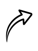 Black curved arrow pointing upward and right on white background isolated for graphic design projects and user interface elements.