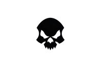 Black skull silhouette isolated on white background for Halloween designs, gothic themes, danger warnings and horror graphics.
