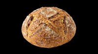 Crusty artisan bread loaf isolated on transparent background, ready for bakery designs, food packaging, restaurant menus, print-on-demand products, and culinary graphics.