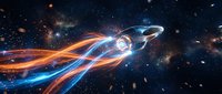 Futuristic spaceship with glowing energy trails flying through deep space with stars and nebulae in cosmic adventure scene for sci-fi projects.