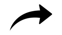 Curved black arrow pointing right on white background isolated for web design and user interface elements.