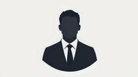 Male business professional silhouette in suit and tie on light background, minimalist design style for profile avatar, business cards and corporate identity.