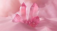Pink rose quartz crystal cluster formation on soft dreamy background, healing stones and minerals in pastel tones for spiritual and wellness concepts.