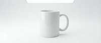 White ceramic mug mockup on neutral background, isolated and ready for custom design, branding, and merchandise applications.