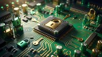 Computer processor chip with security padlocks on green circuit board representing cybersecurity and data protection in modern technology systems.