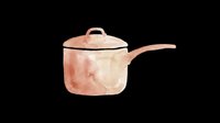 Watercolor copper saucepan with lid, isolated on transparent background. Great for kitchen clipart, cooking blogs, t-shirt design, print on demand, and sublimation projects.