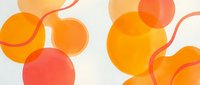 Abstract geometric composition with overlapping orange and coral circles creating modern minimalist pattern for contemporary design projects.