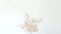 Soft peach roses with eucalyptus leaves arranged in a delicate botanical composition on white background, suitable for wedding invitations and design projects.