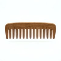Wooden comb with fine teeth isolated on white background, ready for hair care product design, beauty packaging, and grooming illustrations.