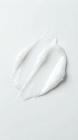 White cosmetic cream or lotion smear with glossy texture on neutral background, isolated for skincare, beauty product packaging, and cosmetics design applications.