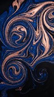 Luxurious swirling marble pattern with rose gold and deep blue liquid ink, featuring glittering sparkle effects and flowing abstract waves for elegant design projects.
